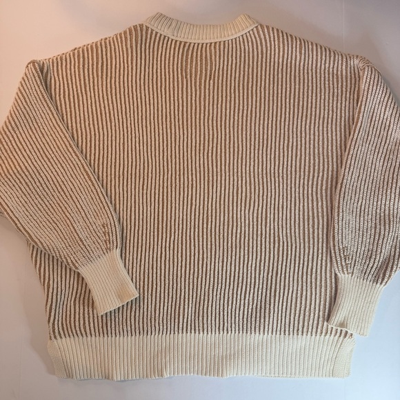 Aerie Beyond Chenille Woman’s Medium Two Toned Tan Cream Knit Crewneck Sweater - Picture 5 of 13